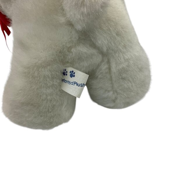 Vtg Plush Bears Couple White Valentines Hearts Roses Tie Bow 9" Clean Rare - Picture 7 of 11